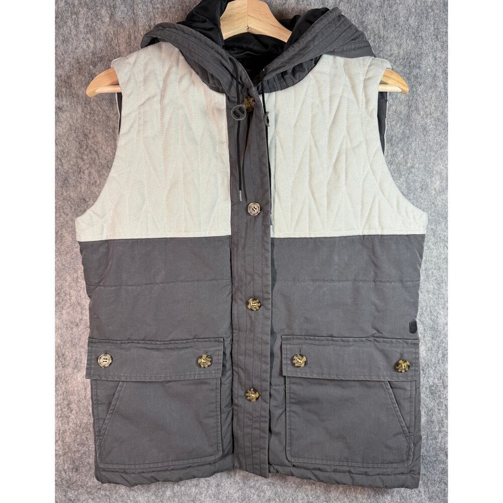 Burton Womens Snowboard Geneva Vest DryRide Hooded Large White Charcoal